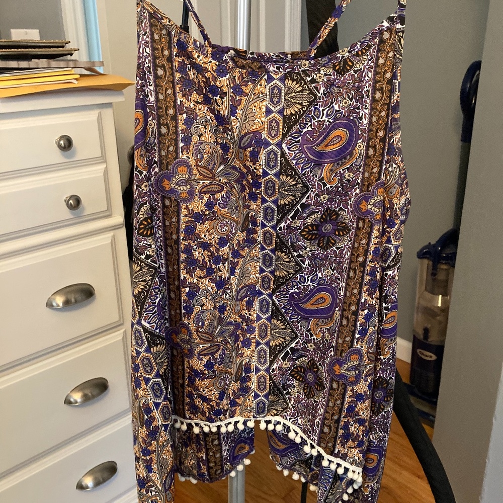 Open back paisley tank